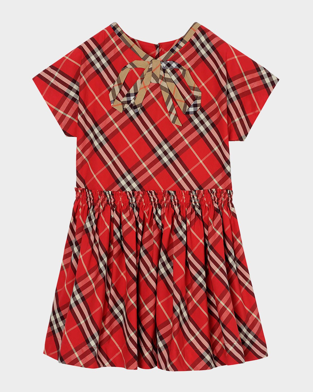 Girl & apos;s Check Cotton Dress, Size 3-14