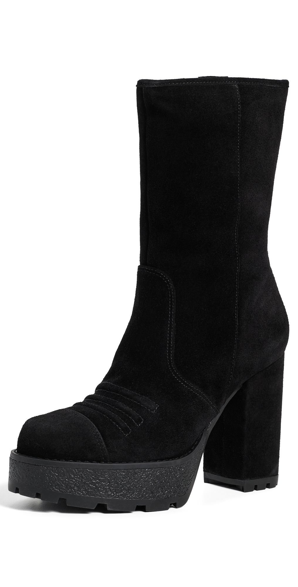 Cinq à Sept Marley Suede Lug Sole Platform Boots Black 35