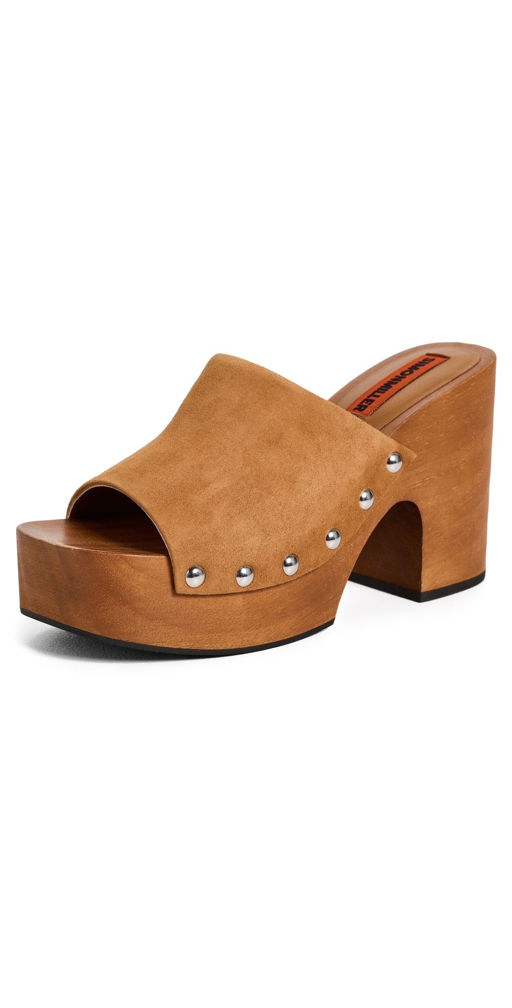SIMONMILLER Suede Sol Wood Sandals Tobacco 39