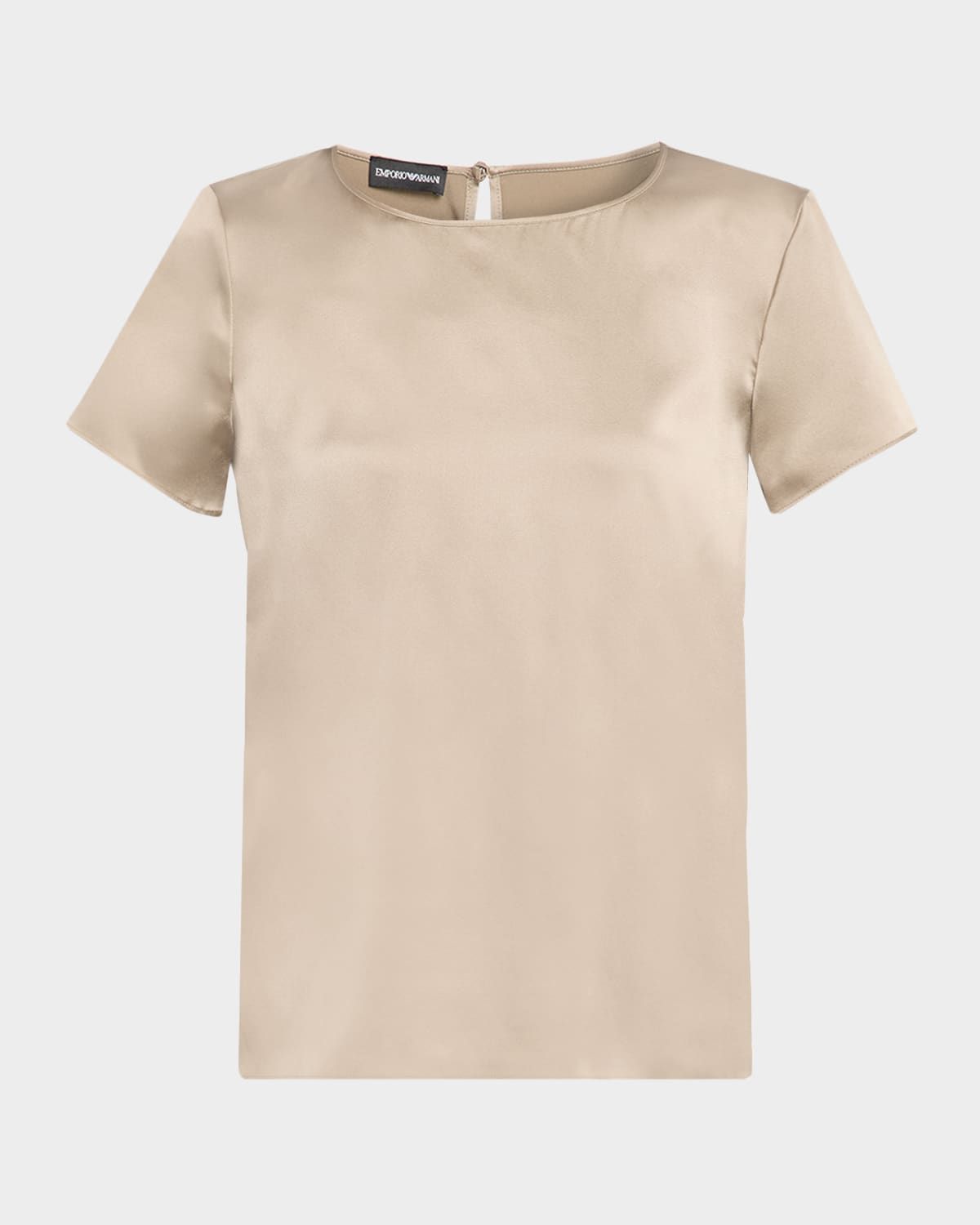 Short-Sleeve Crewneck Satin Tee