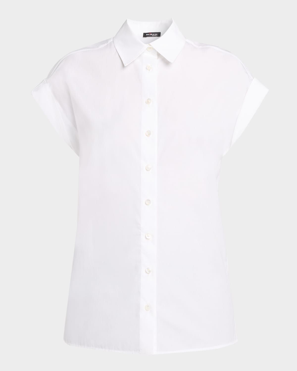 Rolled Cap-Sleeve Cotton Poplin Shirt