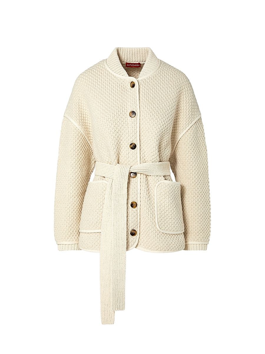 Women's Gus Knit Belted Jacket - Ivory - Size XS