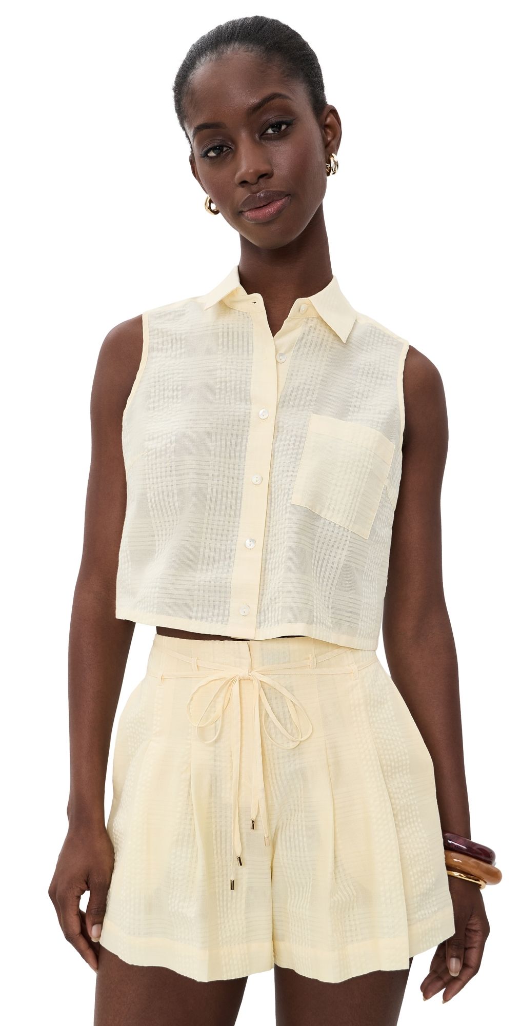 HEVRON Katja Top Butter Plaid S