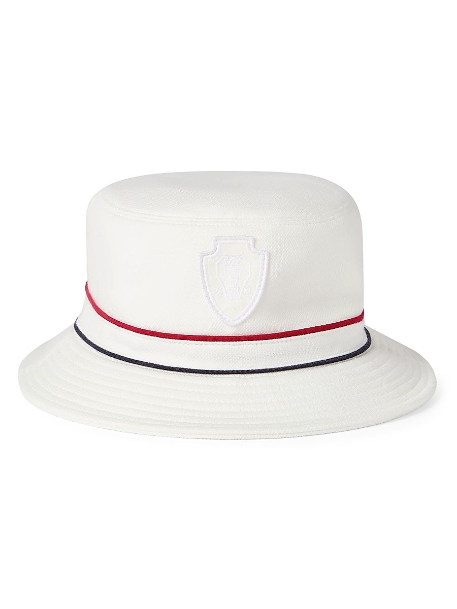 Women's Techno Cotton Pique Bucket Hat with Logo - White - Size Medium