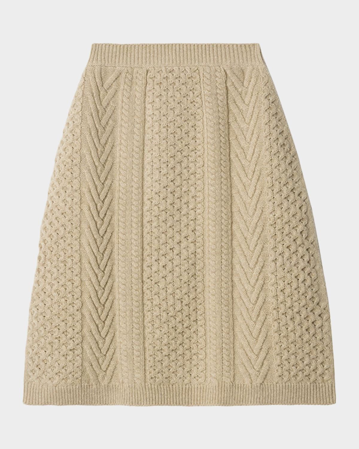 Eileen Wool-Cashmere Aran Knit Skirt