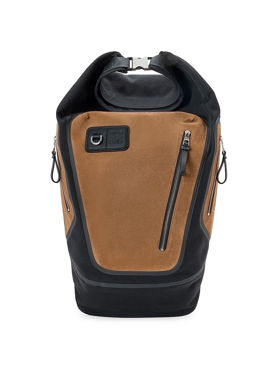 Men's Roll Top Backpack - Black Dark Gold