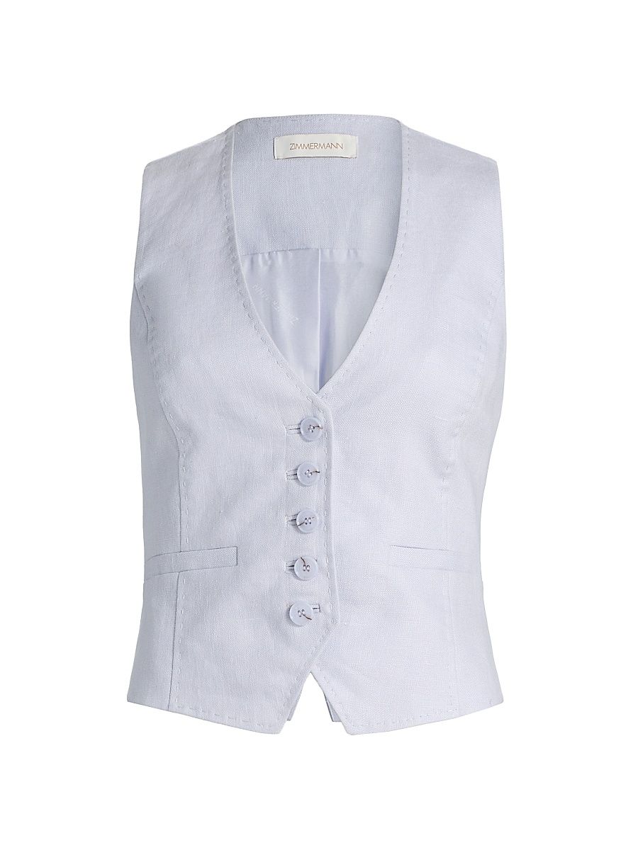 Women's Luna Linen Vest - Lilac - Size 10