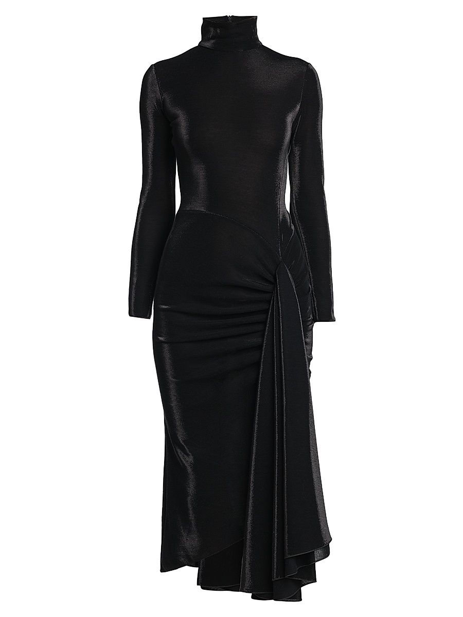 Women's Draped Jersey Dress - Nero - Size 2