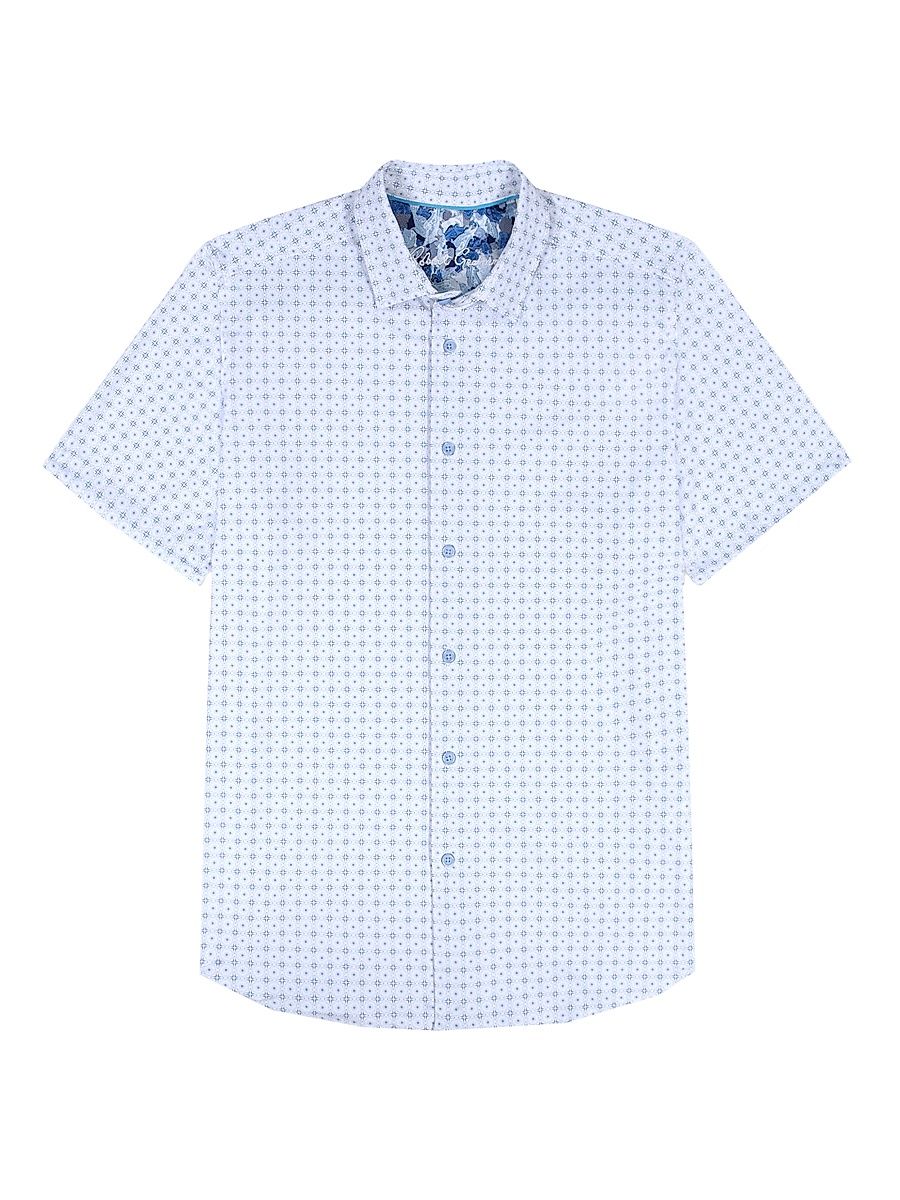 Men's Brompton Printed Short-Sleeve Shirt - Blue - Size XXL