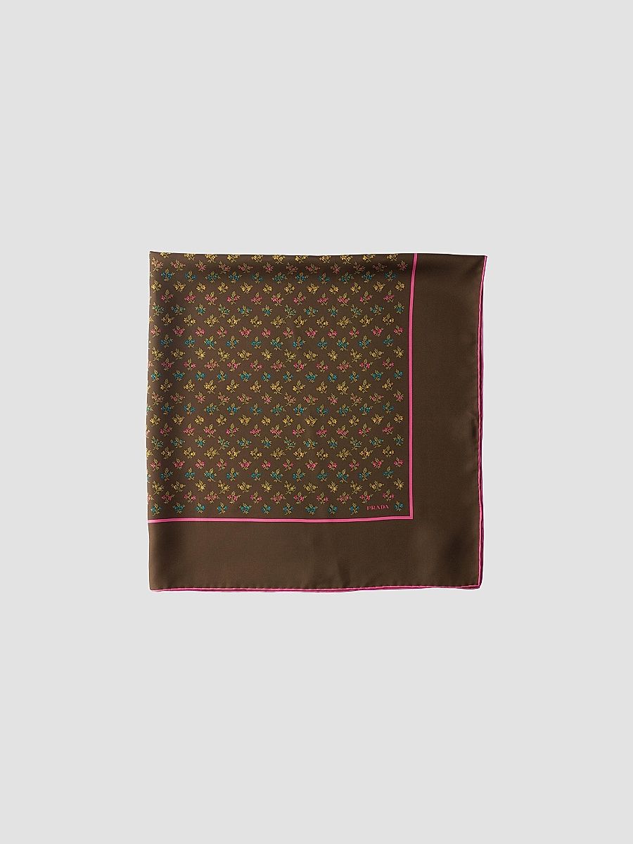 Women's Printed Twill Scarf - Brown