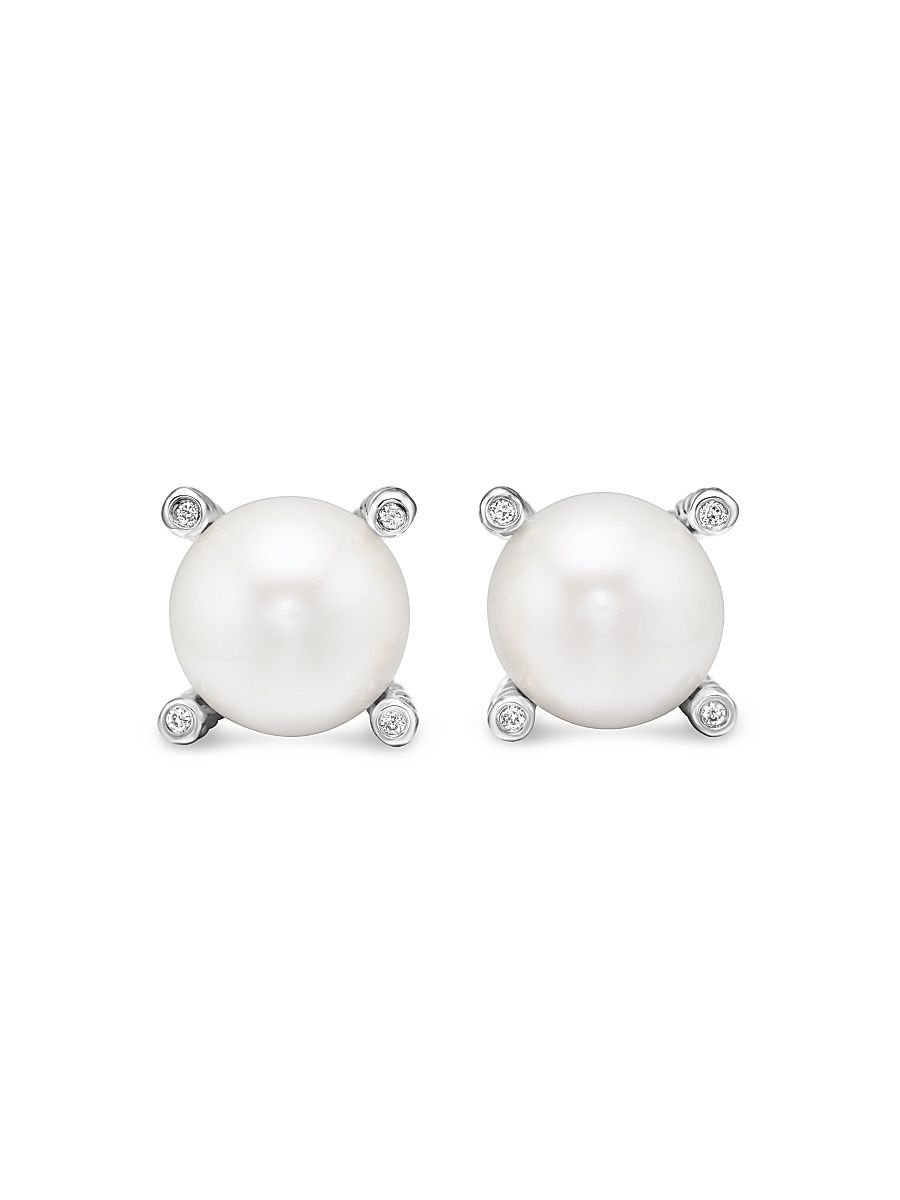 Women's Pearl Stud Earrings in Sterling Silver - Pearl