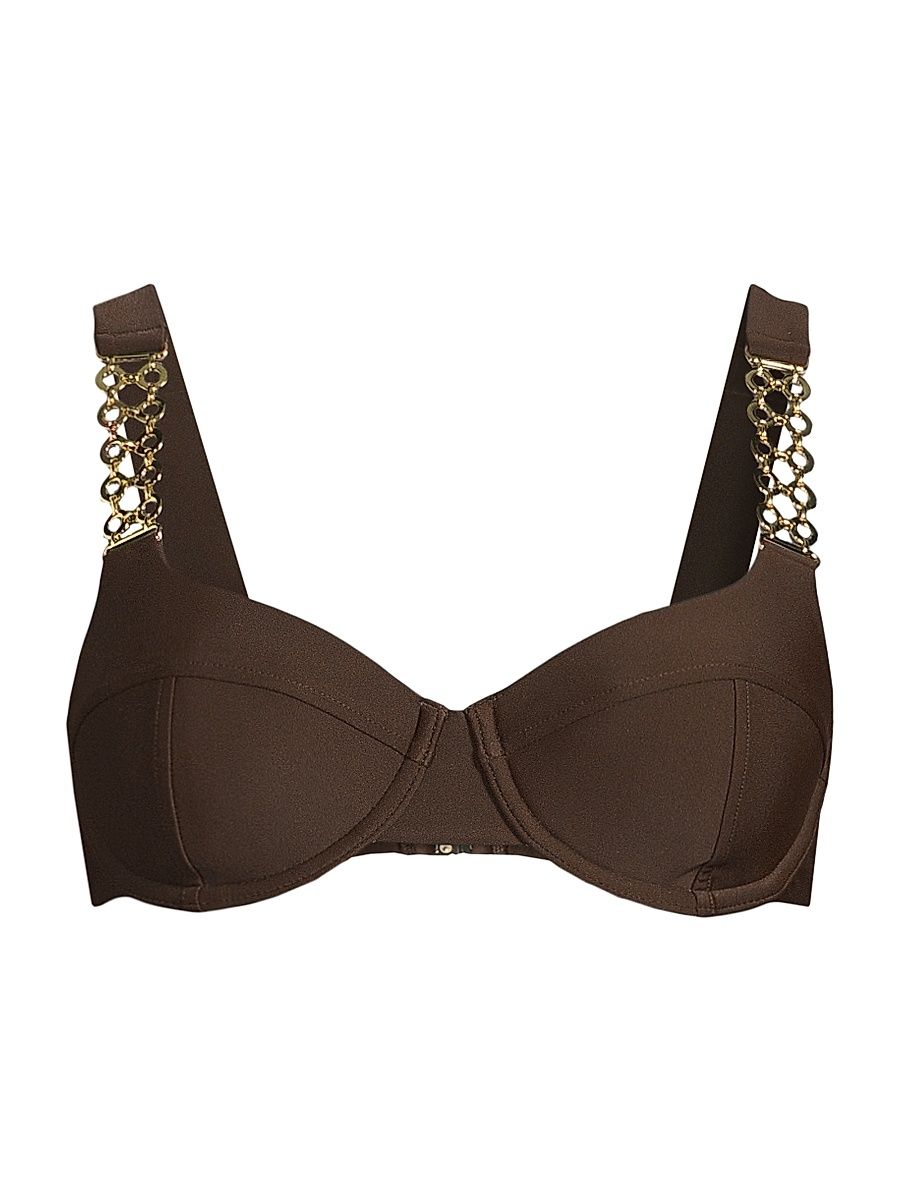 Women's Iryna Embellished Underwire Bikini Top - Beach Brown - Size XL