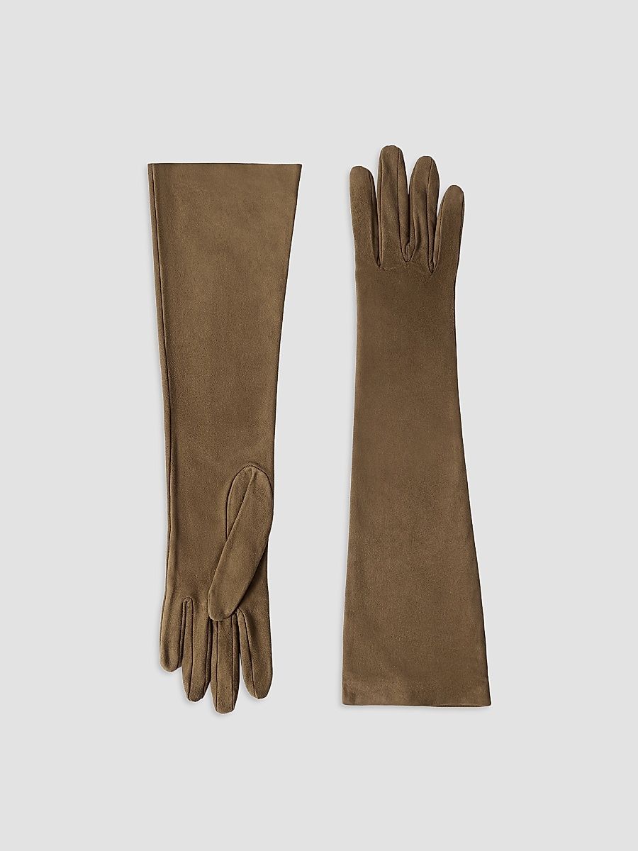 Women's Suede Long Gloves - Origano - Size XS