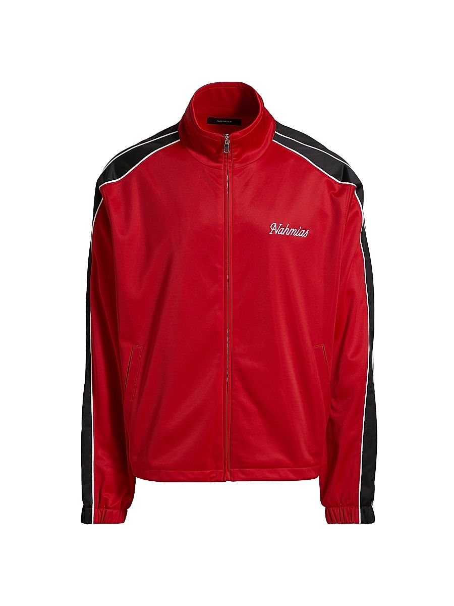 Men's Contrast-Trim Track Jacket - Cherry - Size Large