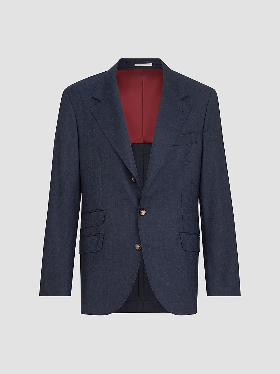 Men's Virgin Wool Flannel Deconstructed Cavallo Blazer - Blue - Size 34