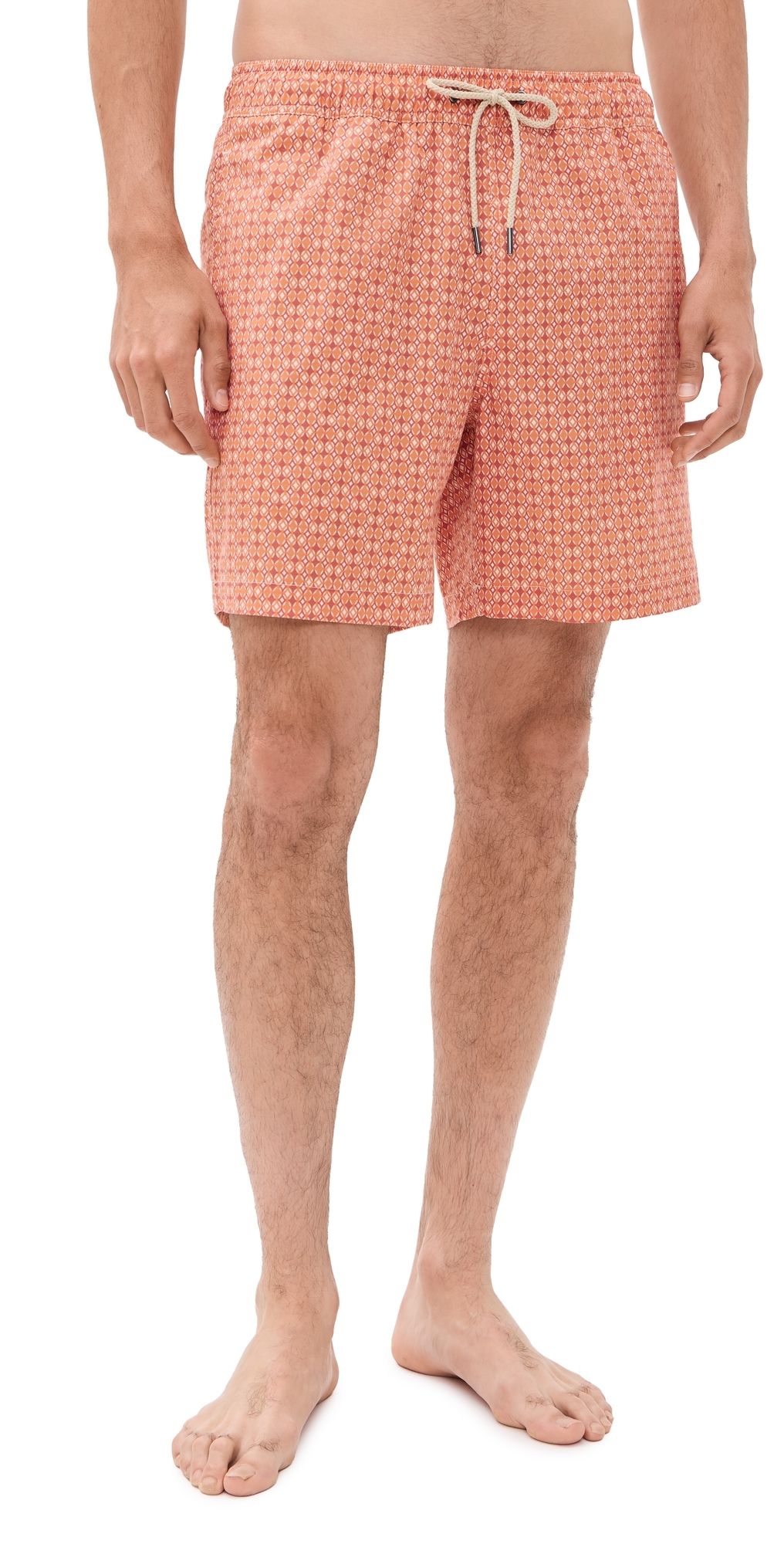 Fair Harbor The Bayberry Swim Trunks 7 Tangerine Geo L