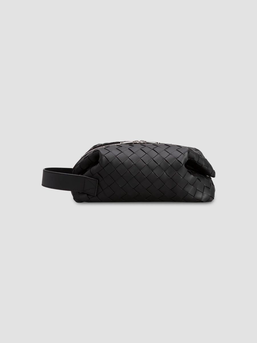 Bottega Veneta Women's Intrecciato Leather Pouch - Silver Natural