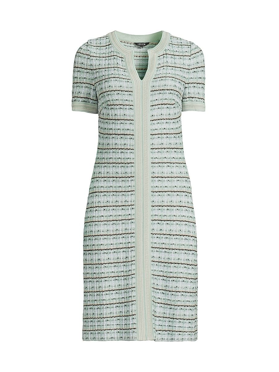 Women's Plaid-Textured Sheath Knee-Length Dress - Fresh Mint Mystic Green - Size XXL
