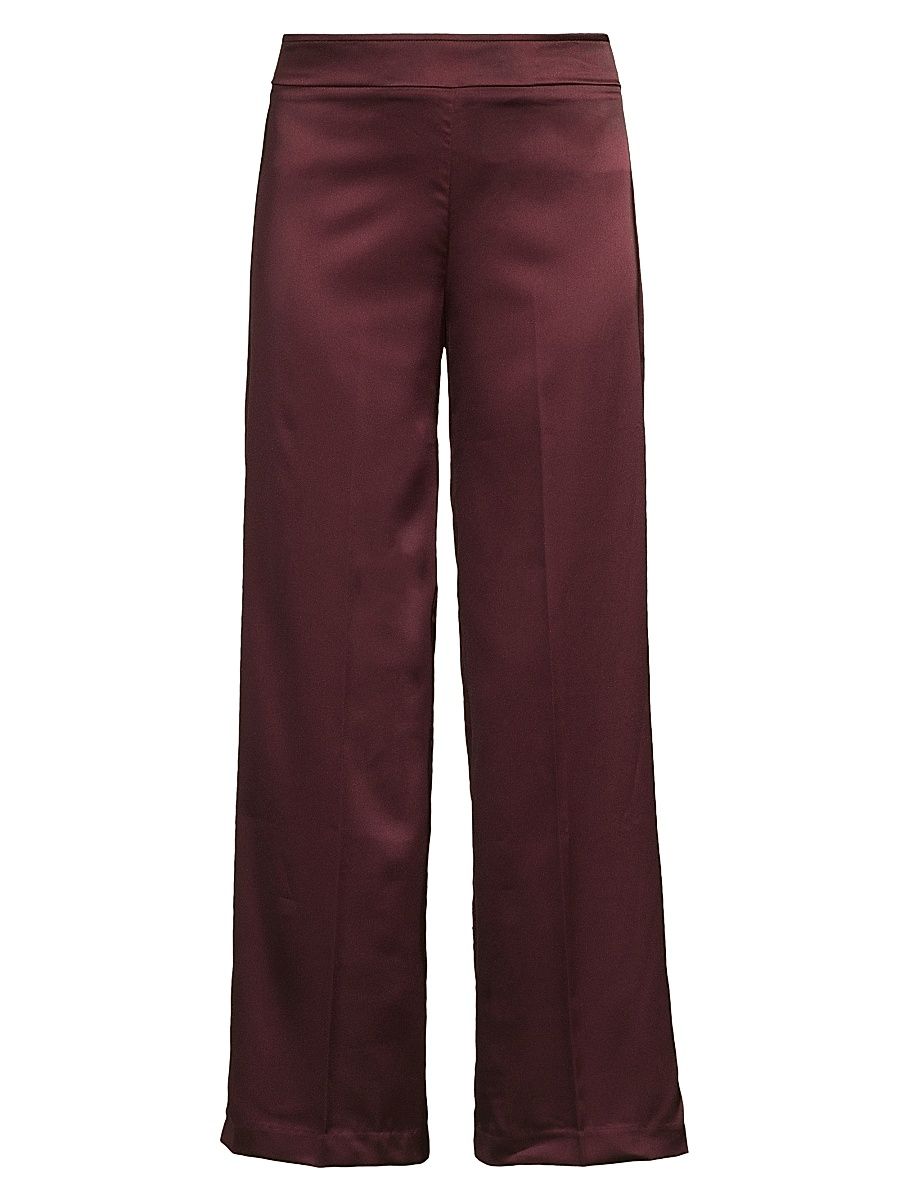 Women's Avenue Montaigne Stretch Satin Wide-Leg Pants - Scarlet - Size 12