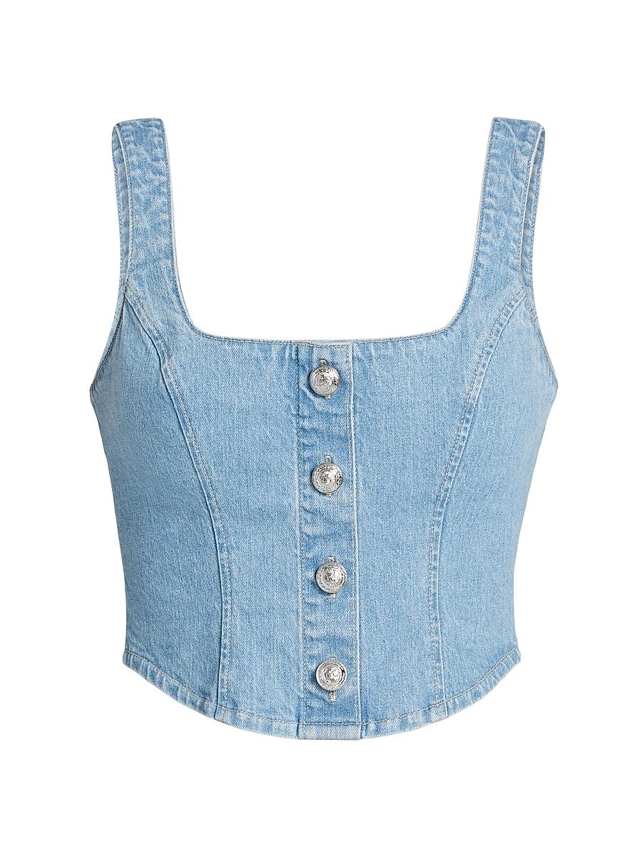Women's Saga Denim Button-Front Tank - Olvera - Size 12
