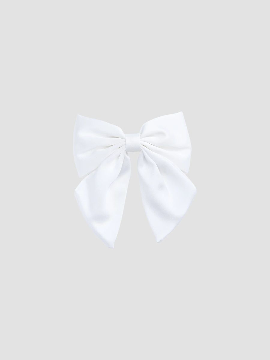 Tulleen Girl's Girl's Satin Statement Oversized Hair Clip - White