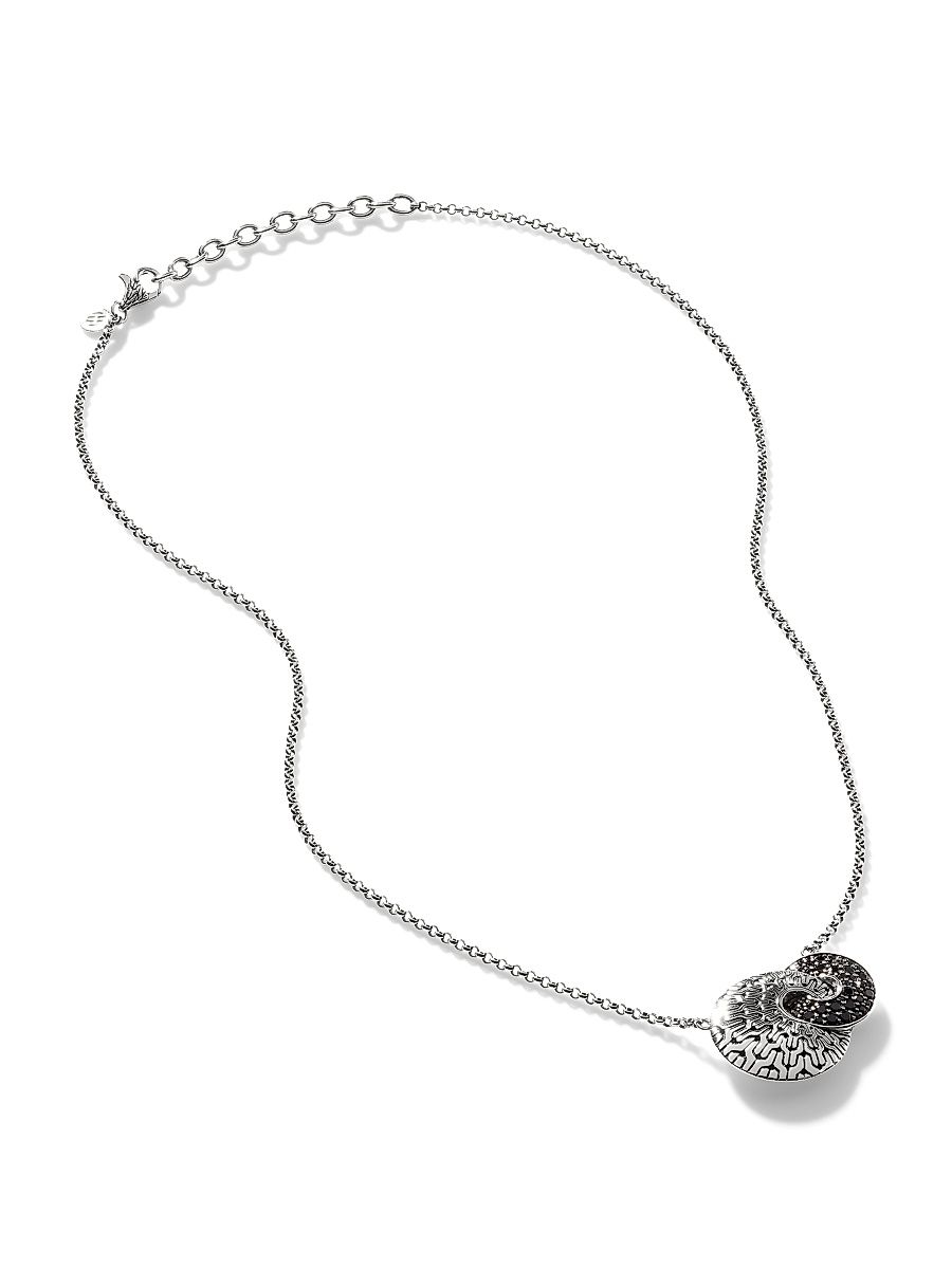 Women's Classic Chain Sterling Silver, Black Spinel & Sapphire Pendant Necklace - Silver