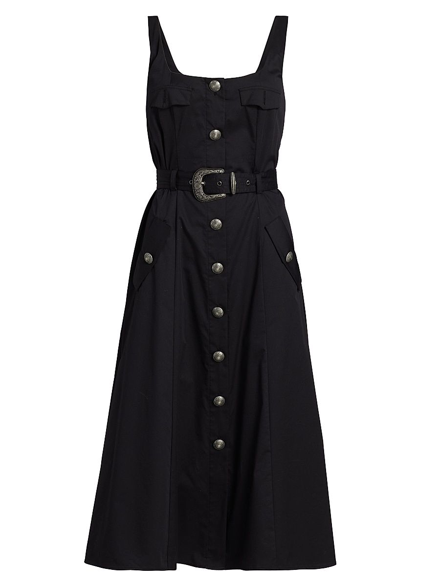 Women's Tazia Belted A-Line Midi-Dress - Black - Size 6