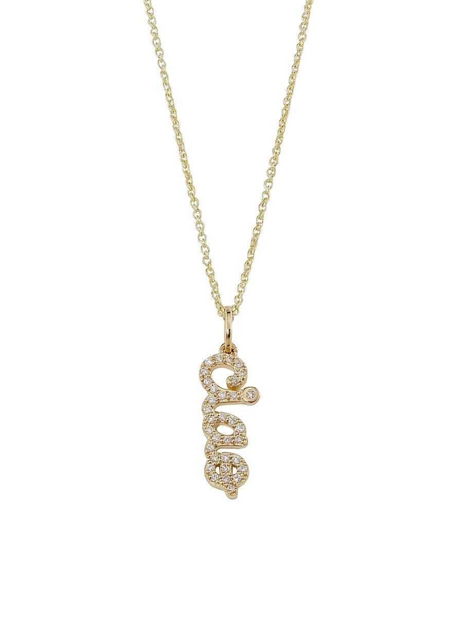 Women's 14K Yellow Gold & 0.09 TCW Diamond "Ciao" Pendant Necklace - Yellow Gold