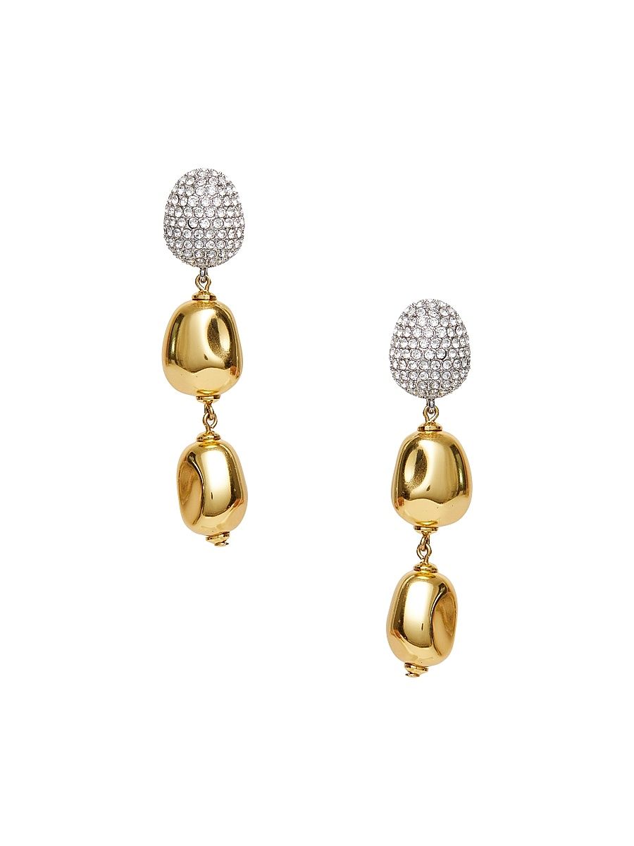 Women's Pebble 14K-Gold-Plated & Crystal Linear Earrings - Gold
