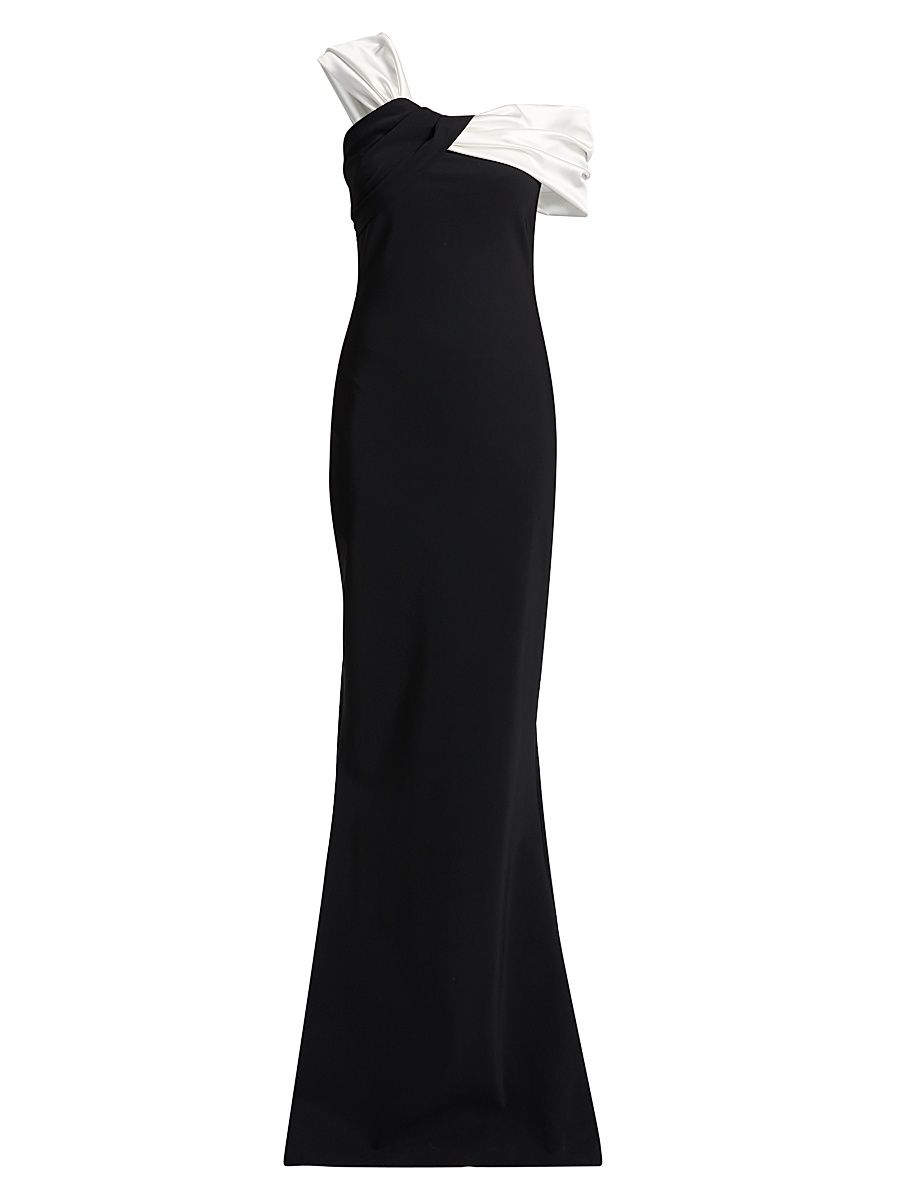 Women's Vezia Off-The-Shoulder Gown - Black White - Size 8