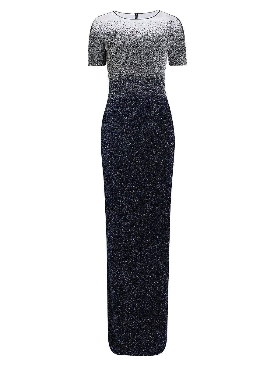 Women's Signature Sequined Gown - Silver Navy - Size 12