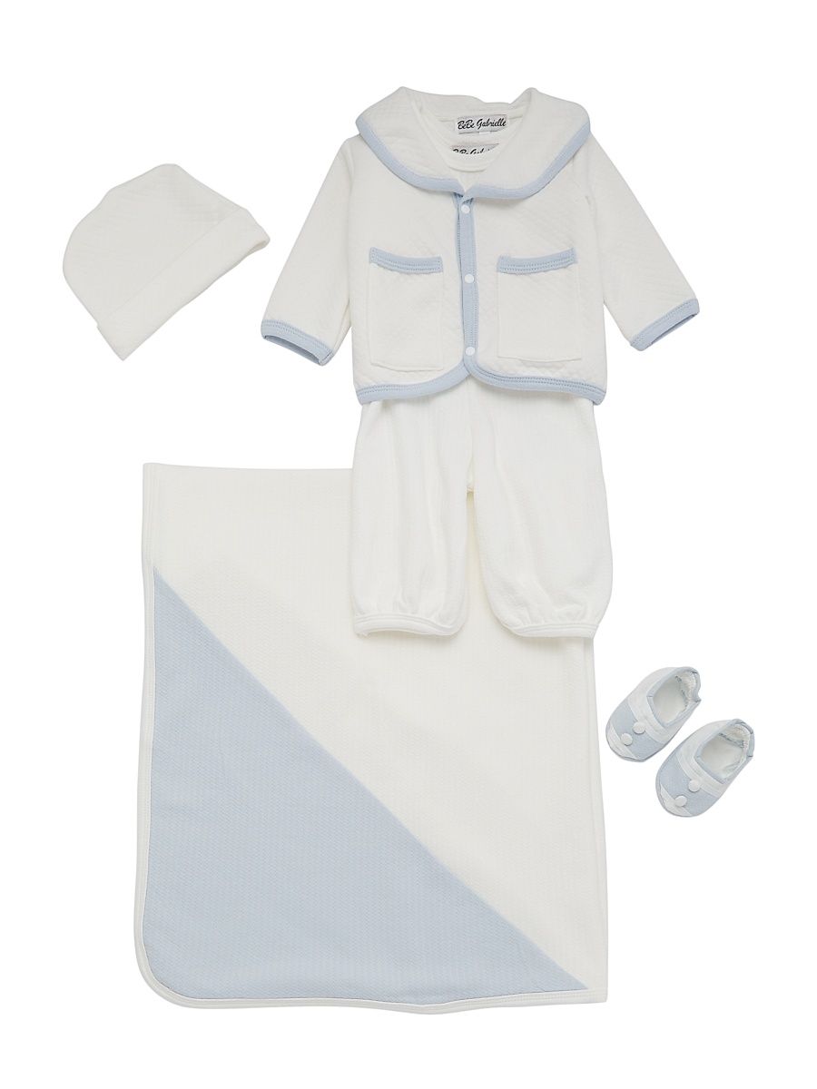 Baby Boy's 5-Piece Sailor Jacket, Romper, Beanie, Booties & Blanket Set - Ivory Blue - Size 12 Months