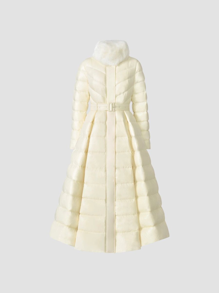 Mackage Women's Beverly Down Belted Dress Coat - Cream - Size Large