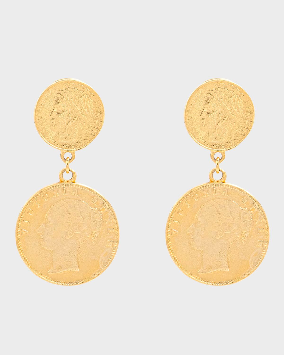Gold Dual Coin Clip-On Earrings