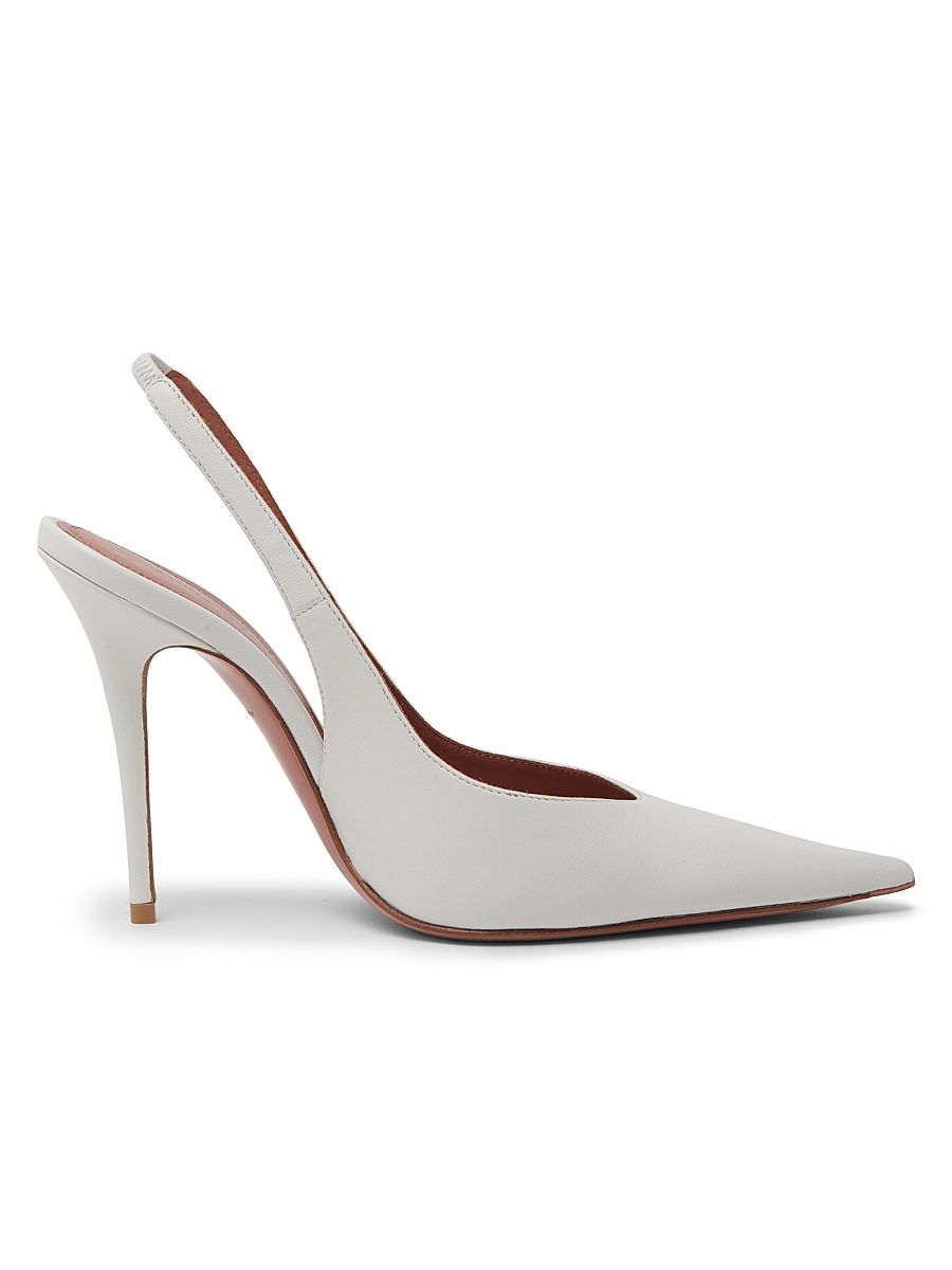 Women's Anok 105MM Leather Slingback Pumps - White Nappa - Size 8.5