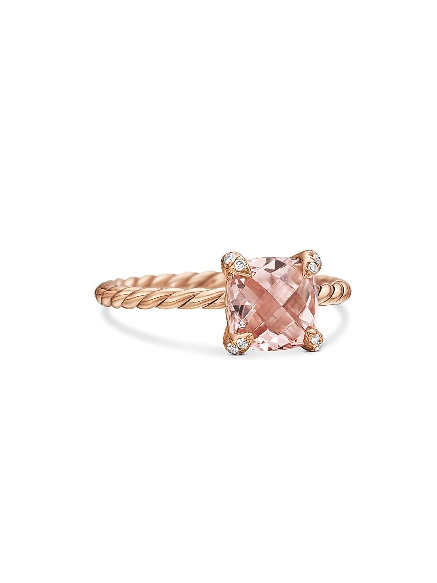 Women's Chatelaine Ring in 18K Rose Gold - Morganite - Size 7