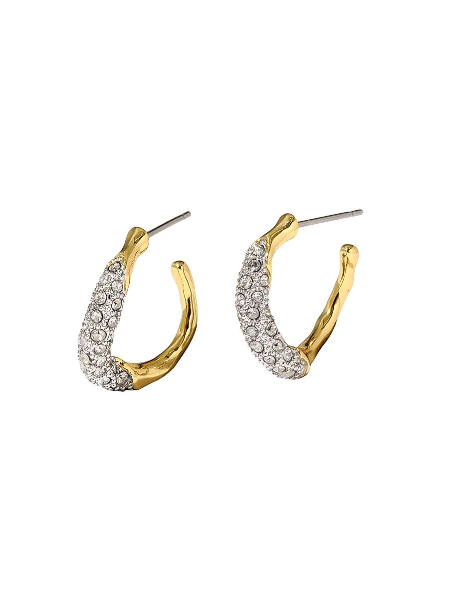 Women's Solanales Twist 14K-Gold-Plated, Rhodium-Plated & Glass Crystal Mini Hoop Earrings - Gold