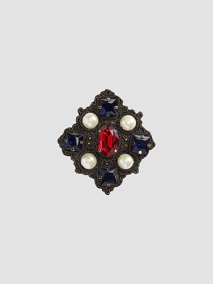 Ralph Lauren Collection Women's Antiqued Pearl & Stone Flat Brooch - Multi