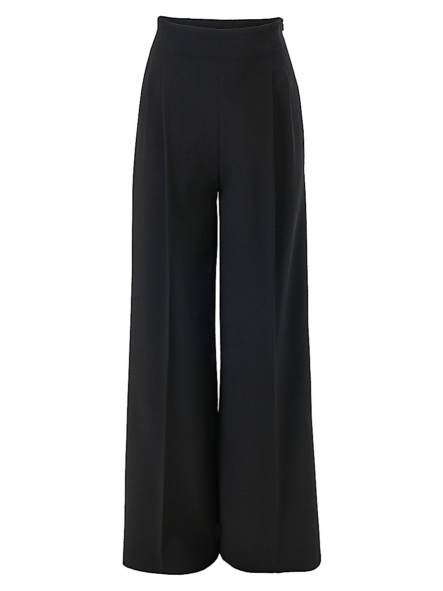 Women's Marisol Wool Wide-Leg Pants - Black - Size 16