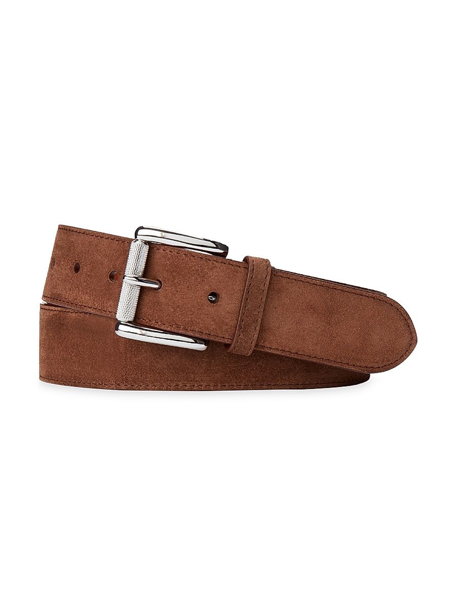 Men's Roller Buckle Suede Belt - Brown - Size 42