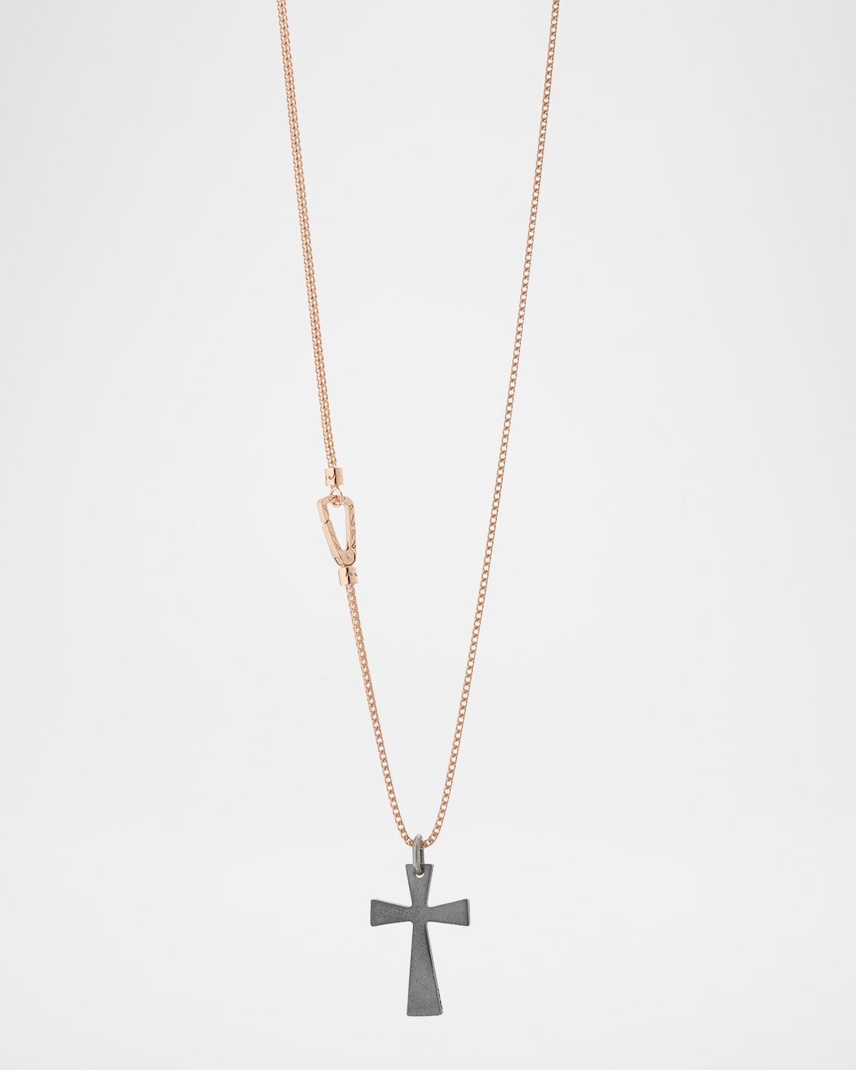 Men & apos;s The Cross Pendant Necklace in Oxidized Silver and 18K Rose Gold Plating
