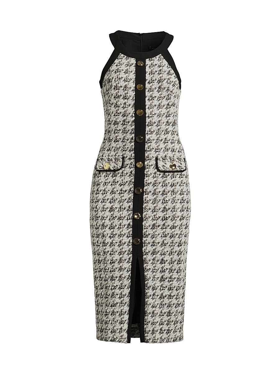 Women's Aura Herringbone Knit Bouclé Sleeveless Midi-Dress - Classic Luxe - Size 8