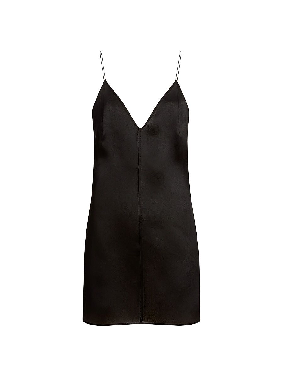 Women's Talsie Silk Plunging V-Neck Top - Black - Size Small