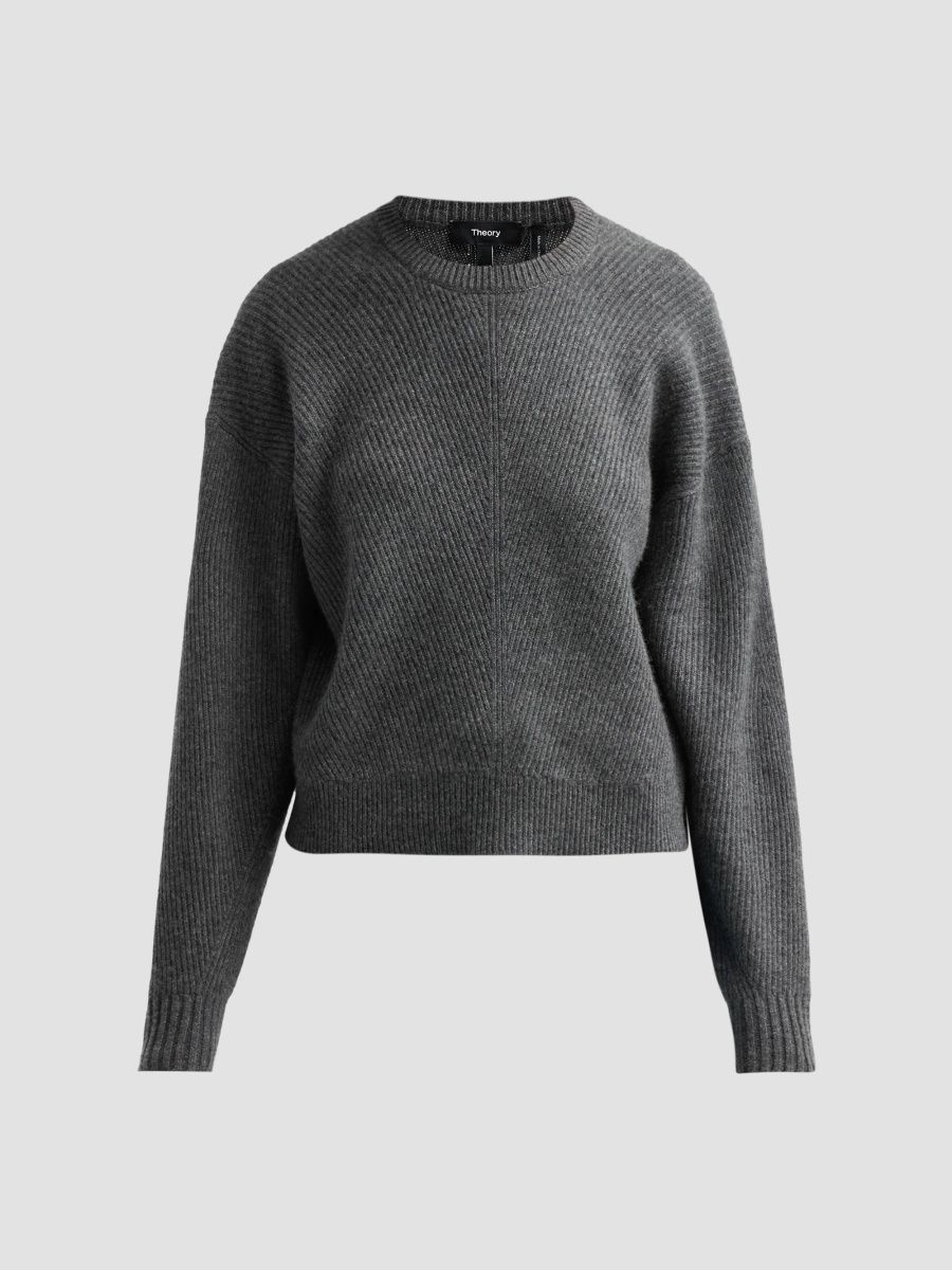 Theory Women's Textured Cashmere Sweater - Charcoal - Size XL