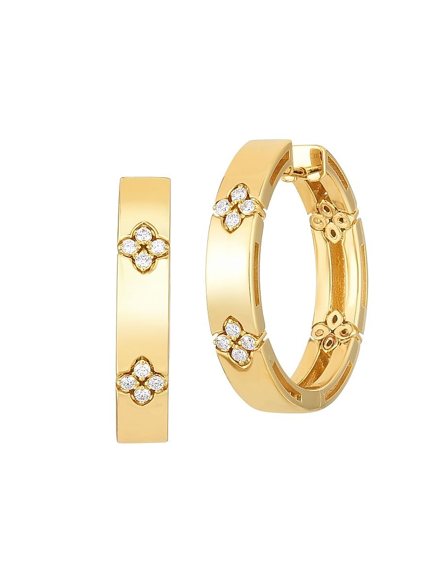 Women's Love In Verona 18K Yellow Gold & Diamond Hoop Earrings - Yellow Gold