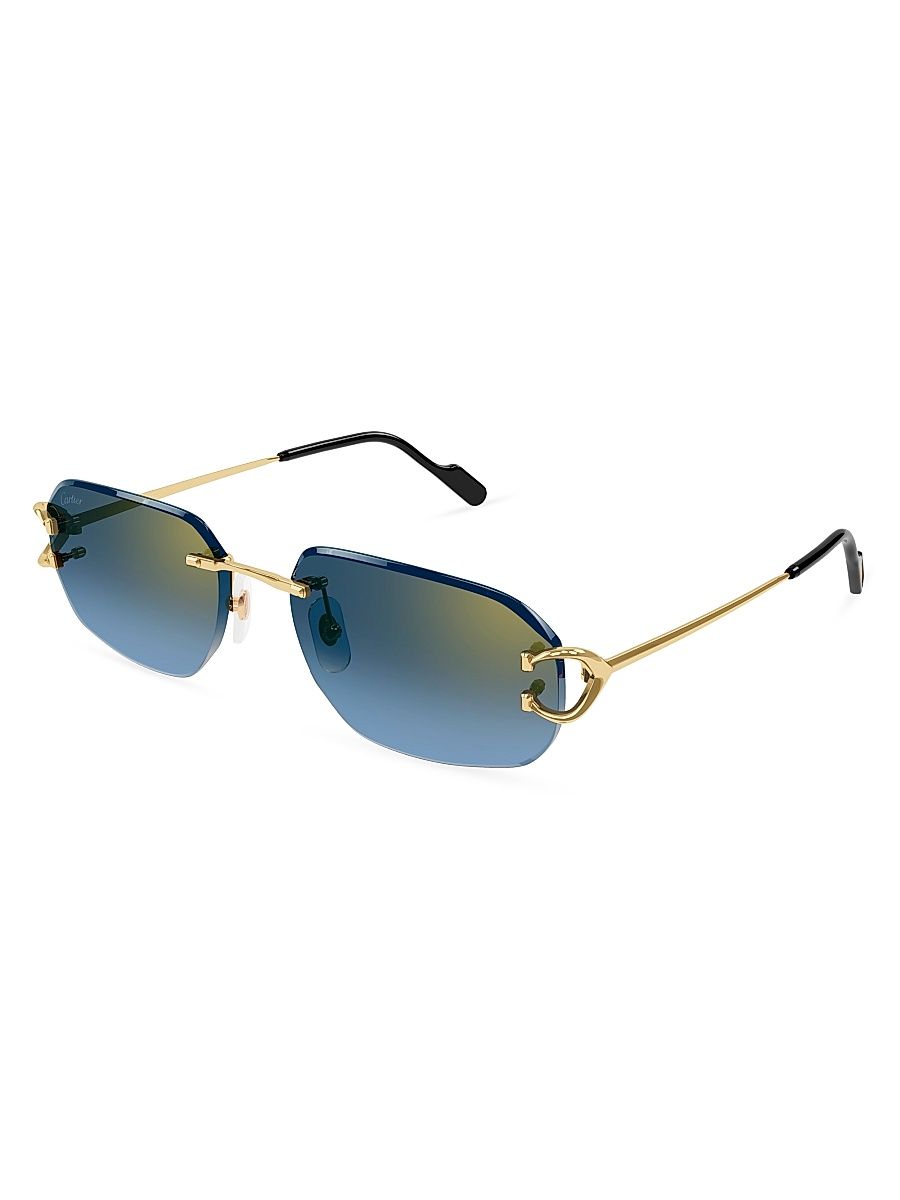 Men's C Decor 58MM Rectangular Sunglasses - Gold Blue Gradient