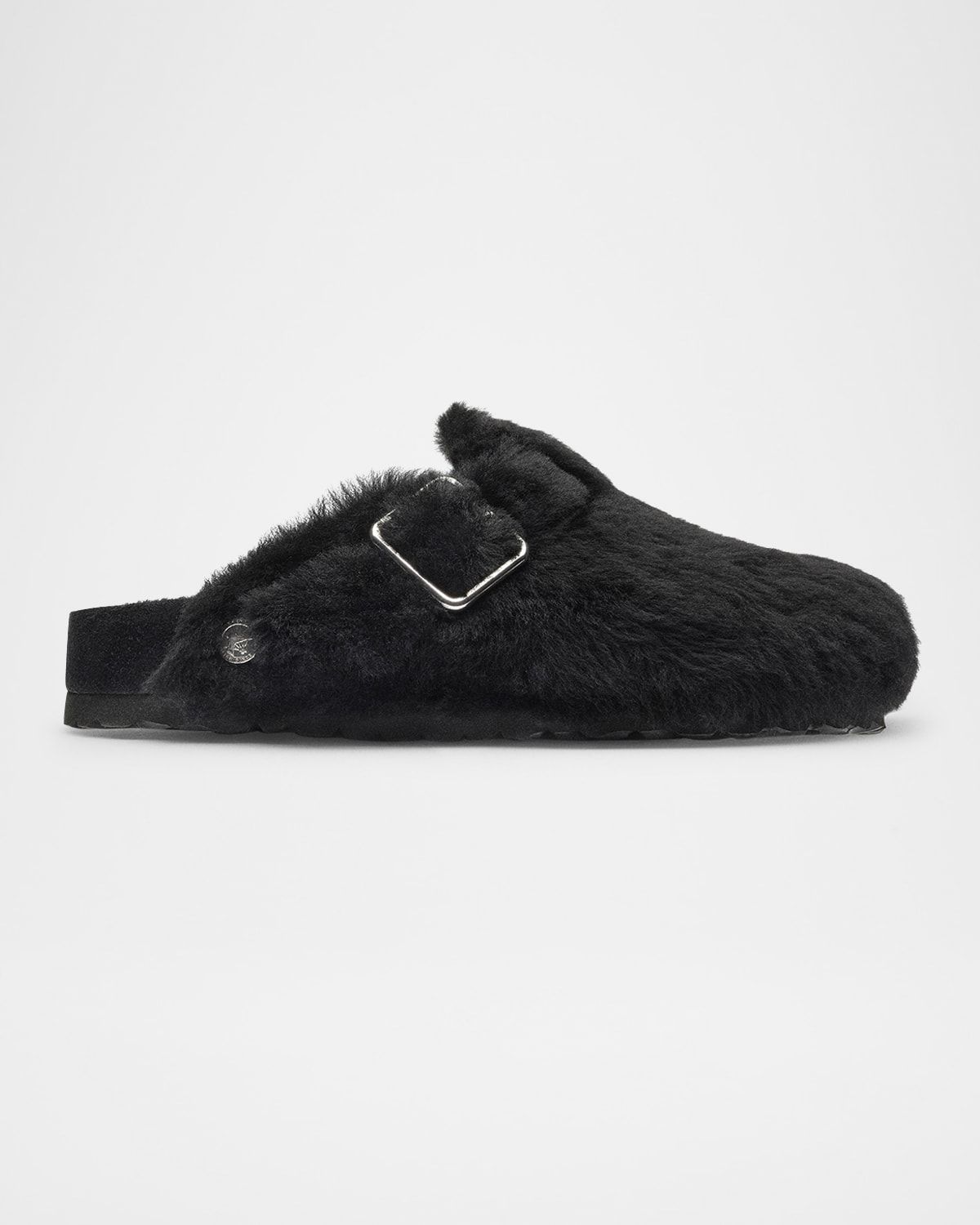 Boston Teddy Shearling Fur Buckle Mules