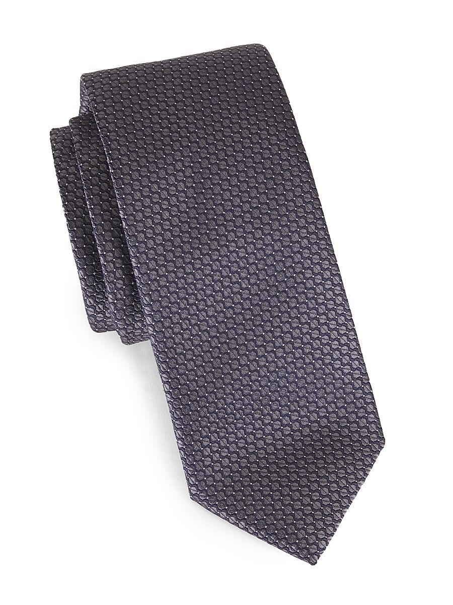 Men's Neat Geometric Silk Tie - Dark Blue