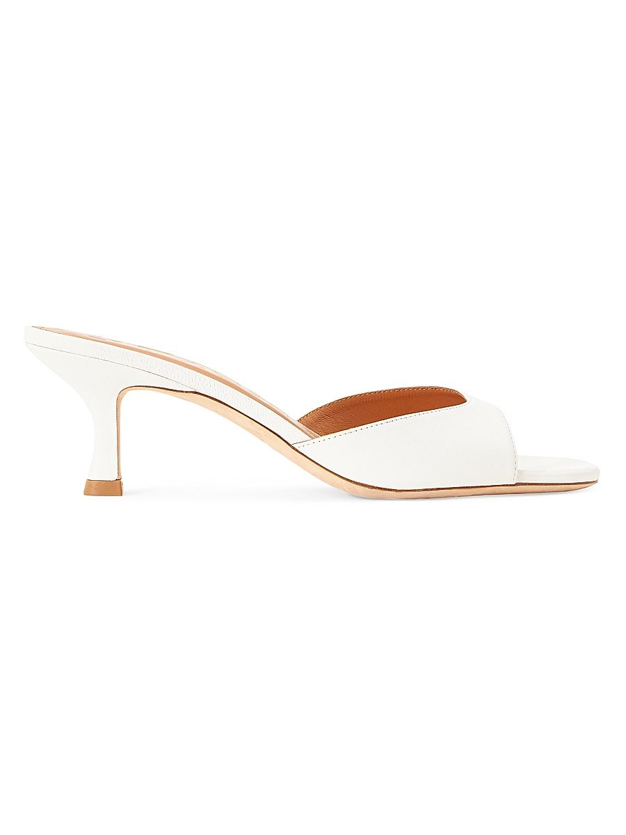 Women's Brigitte 55MM Leather Mules - Paper - Size 11