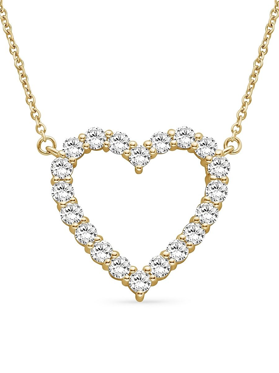 Women's 18K Gold & 1.00 TCW Lab-Grown Diamond Heart Pendant Necklace - Yellow Gold